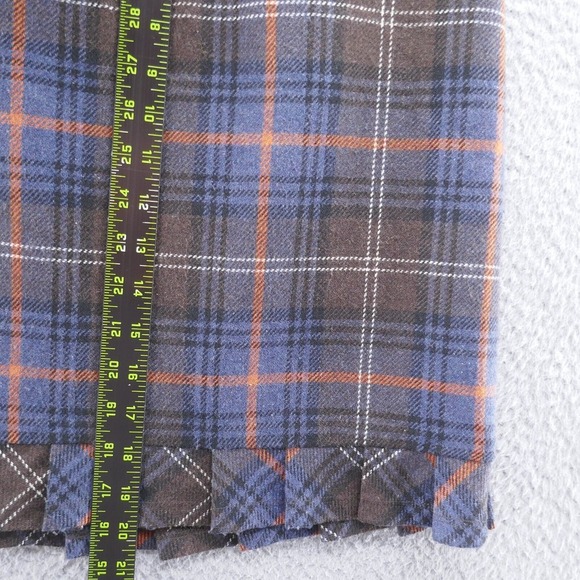 Cabi Womens Wool Blend Pencil Skirt 2 Blue Brown Tartan Plaid Pleated Ruffle Hem - Picture 10 of 13